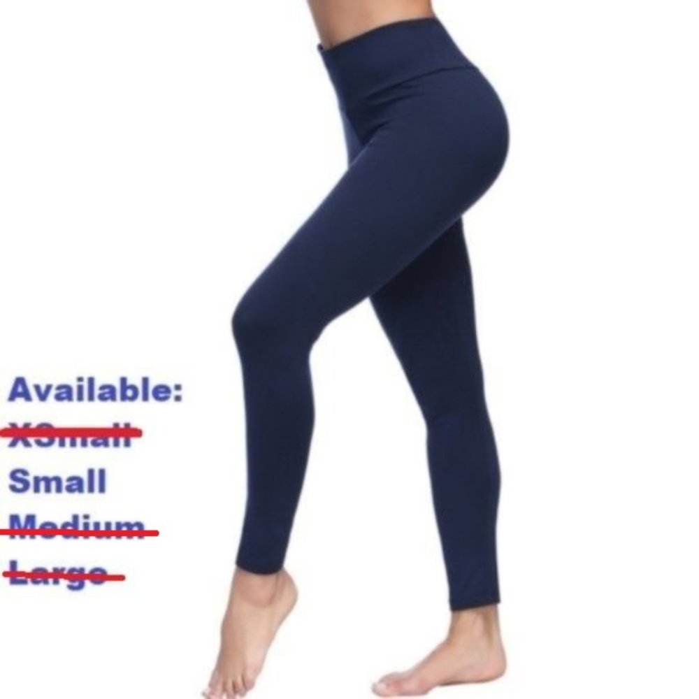 Fit navy blue brushed leggings hidden pocket